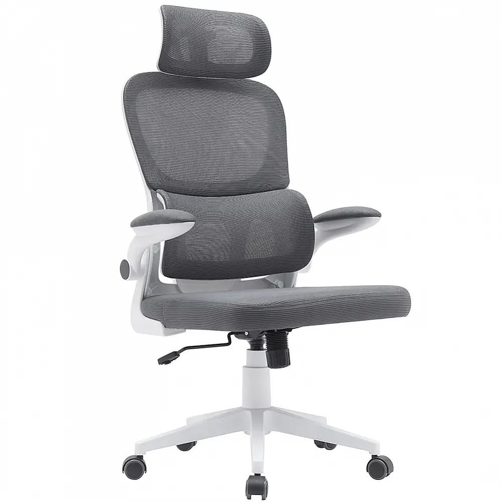 BAKAJI  Καρέκλα Γραφείου Ύφασμα Αντιιδρωτικό Γκρι Λευκή Δομή Πολυθρόνα Γραφείου  02840754