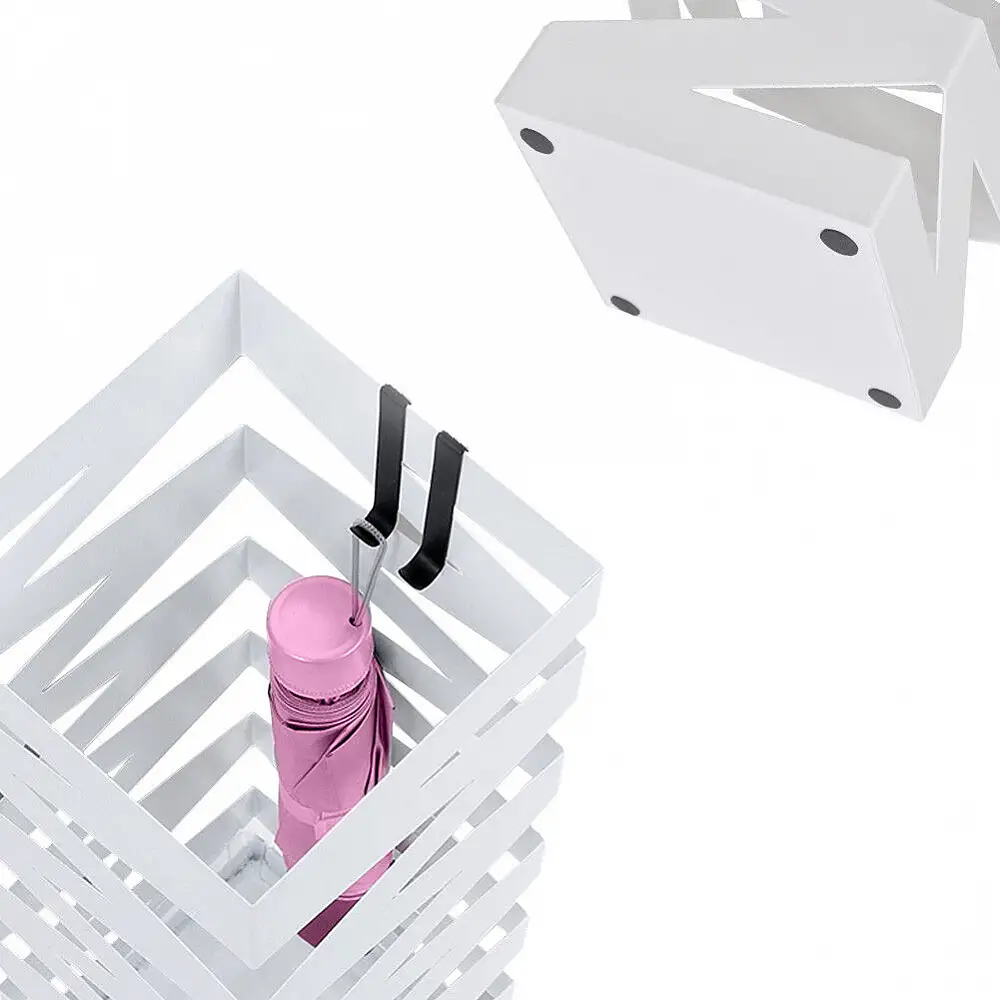 BAKAJI  Σταντ Ομπρελοθήκης Σιδερένιο Τετράγωνο Λευκό με Δοχείο Συλλογής Σταγόνων  02816627