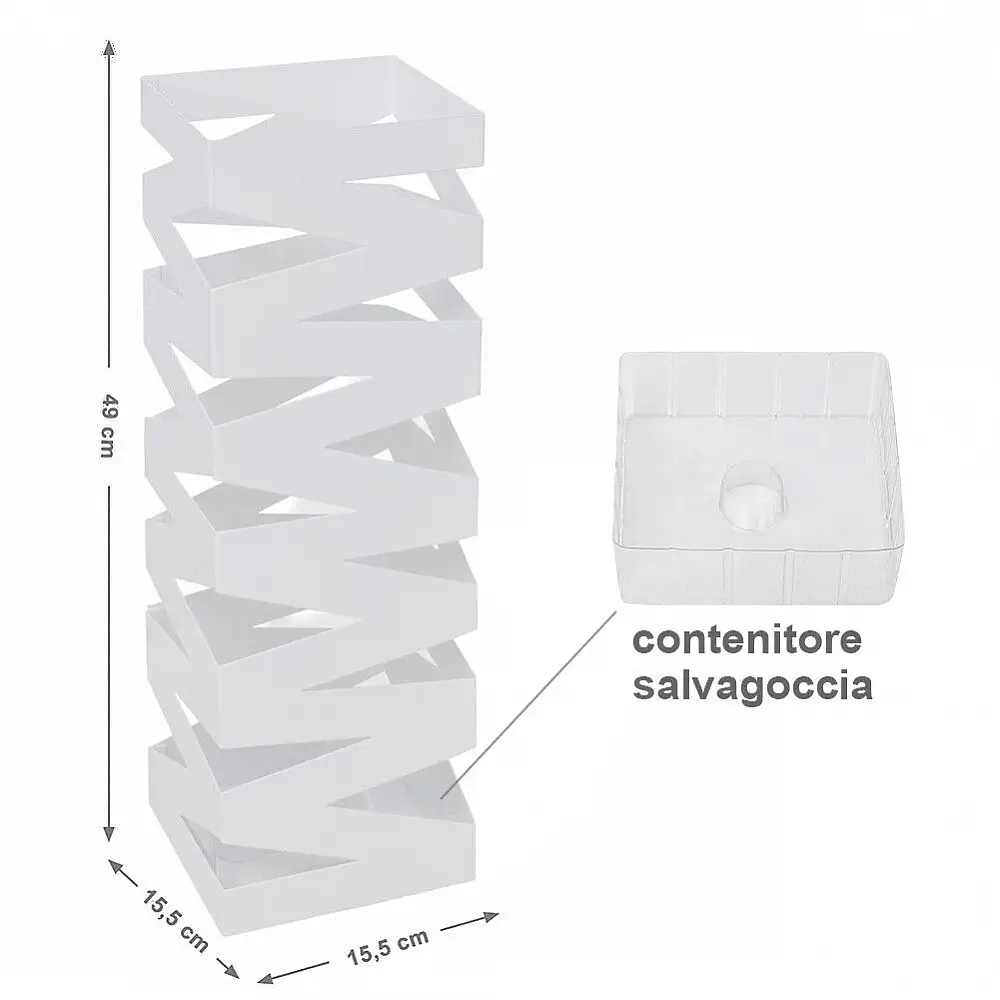 BAKAJI  Σταντ Ομπρελοθήκης Σιδερένιο Τετράγωνο Λευκό με Δοχείο Συλλογής Σταγόνων  02816627