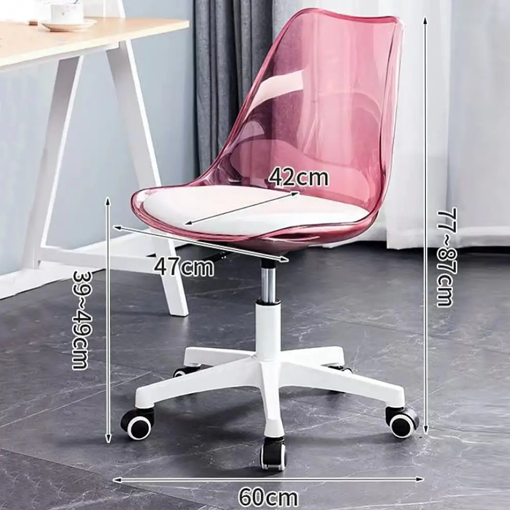 Shally Dogan  Καρέκλα Γραφείου με ρόδες και Διαφανή Πλάτη Ροζ Πολυθρόνα Γραφείου  02839566