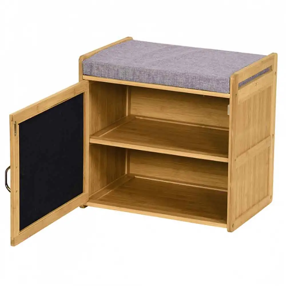 BAKAJI  Πάγκος Παπουτσοθήκη Σπίτι 2 Ράφια Ντουλάπι Παπουτσιών με Πόρτα Πολυχρηστικό Έπιπλο Μαξιλάρι  02826190