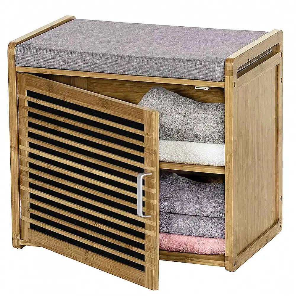 BAKAJI  Πάγκος Παπουτσοθήκη Σπίτι 2 Ράφια Ντουλάπι Παπουτσιών με Πόρτα Πολυχρηστικό Έπιπλο Μαξιλάρι  02826190