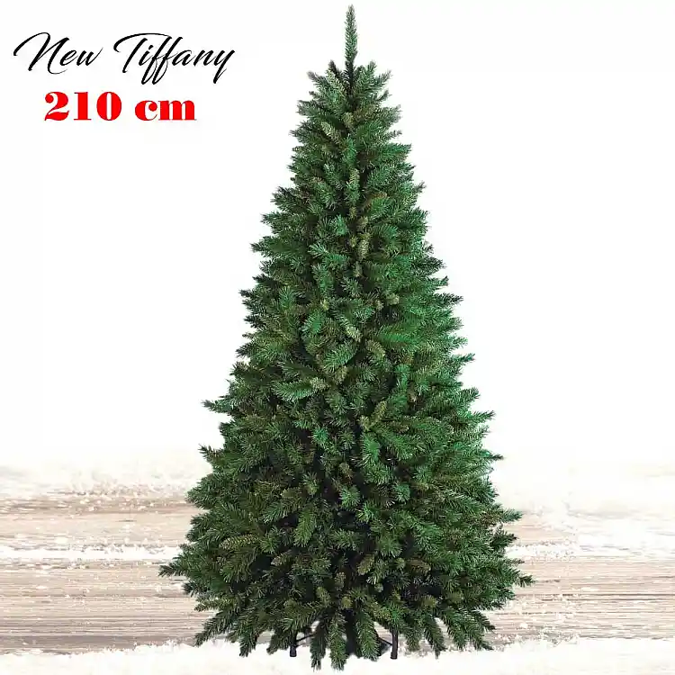 BAKAJI  Χριστουγεννιάτικο Δέντρο 210cm New Tiffany Πολύ Πυκνό 1078 Κλαδιά Πράσινο Πεύκο Βάση σε Σχήμα Σταυρού  02831525