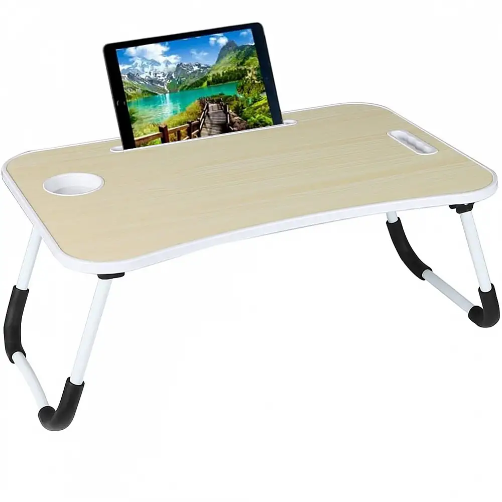 BAKAJI  Πτυσσόμενο τραπέζι κρεβατιού καναπέ για φορητό υπολογιστή PC tablet αναλόγιο λευκό  02841369