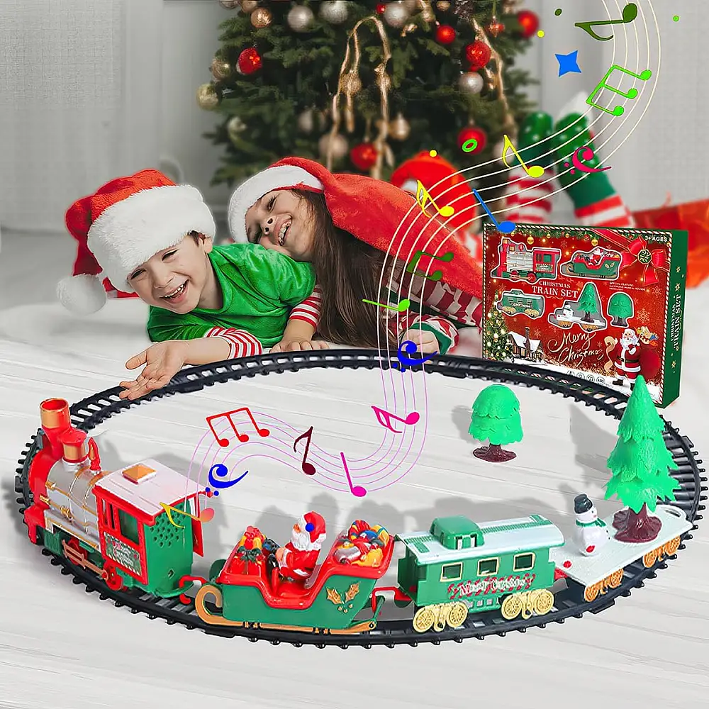 BAKAJI  Χριστουγεννιάτικο Τρενάκι Κάτω από το Δέντρο 22 Κομμάτια Λοκομοτίβα Φώτα Ήχοι Έλκηθρο Άγιος Βασίλης  02841751