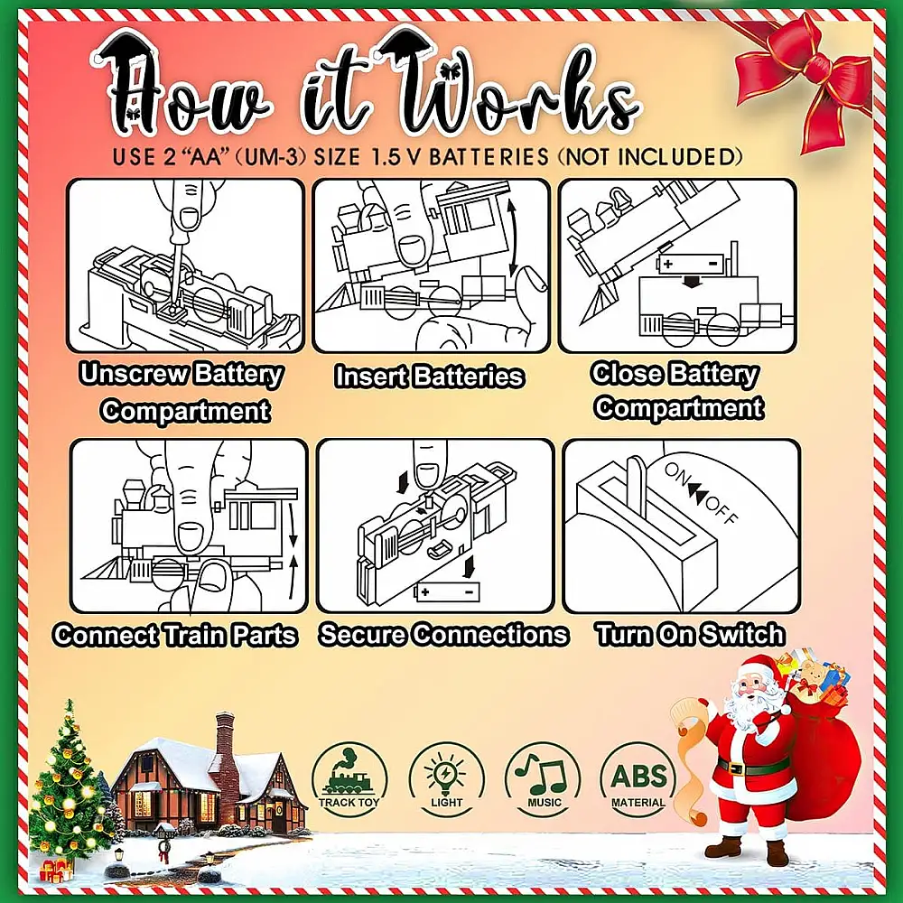 BAKAJI  Χριστουγεννιάτικο Τρενάκι Κάτω από το Δέντρο 22 Κομμάτια Λοκομοτίβα Φώτα Ήχοι Έλκηθρο Άγιος Βασίλης  02841751