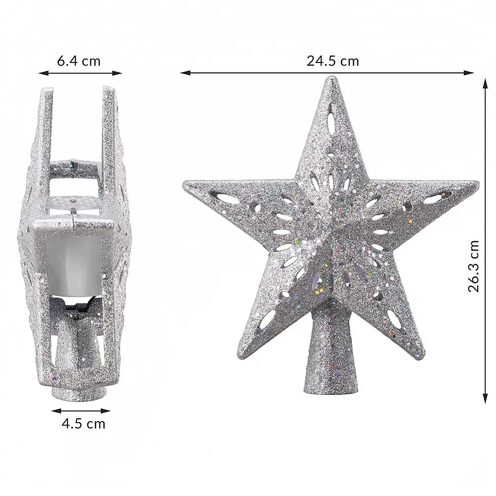 BAKAJI  LED Προβολέας για Χριστουγεννιάτικο Δέντρο Σχήμα Αστέρι Ασημί Φωτεινό Παιχνίδι  02825823