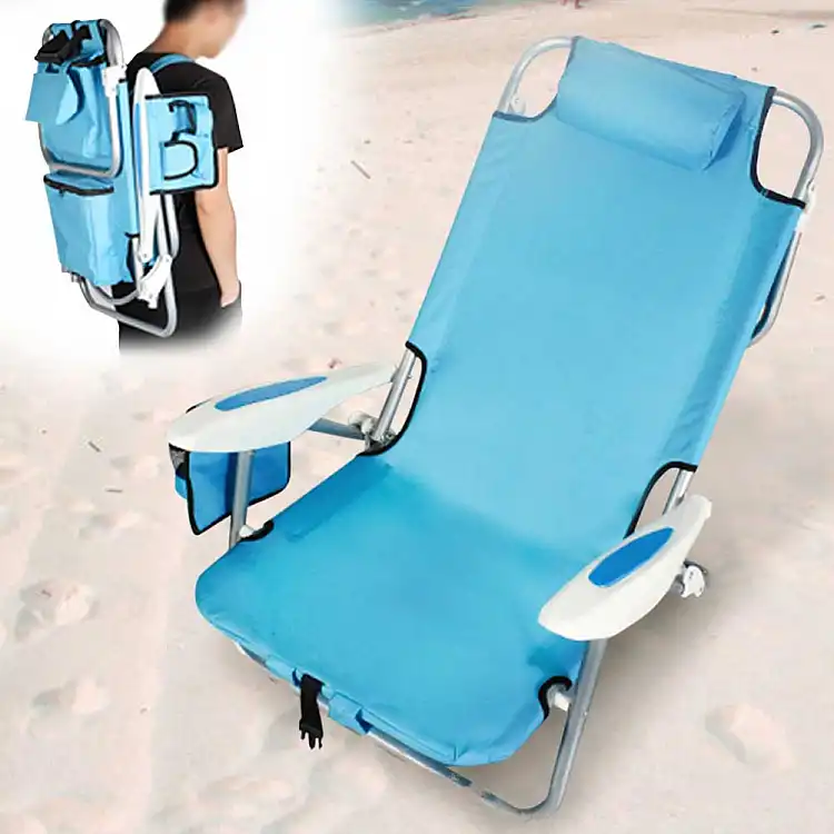 BAKAJI  Πτυσσόμενη Καρέκλα Παραλίας Αλουμινίου με Θερμική Τσάντα και Ιμάντες Ώμου Μπλε  02840268