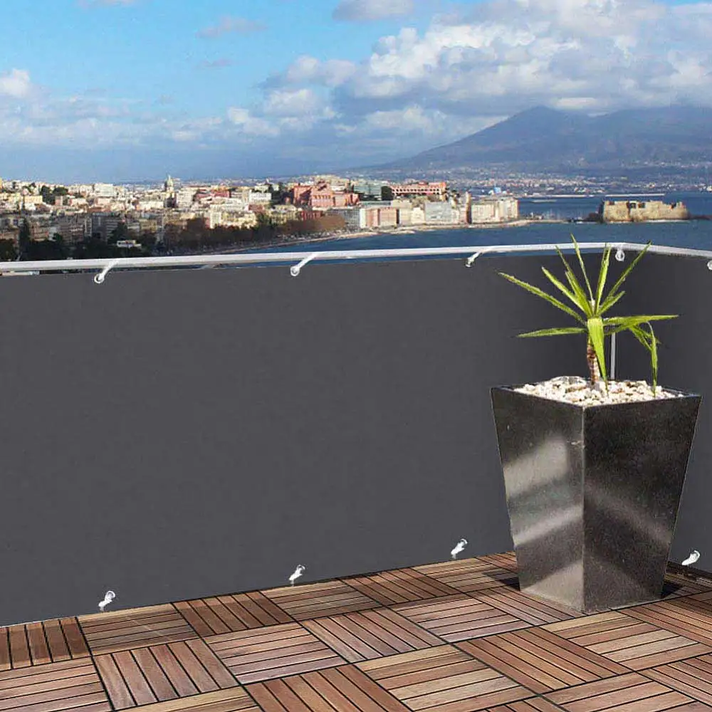 BAKAJI  Κάλυμμα Προστασίας Απορρήτου Αντιανεμικό Κάγκελο Προστασίας Μπαλκονιού Σκούρο Γκρι  02828524