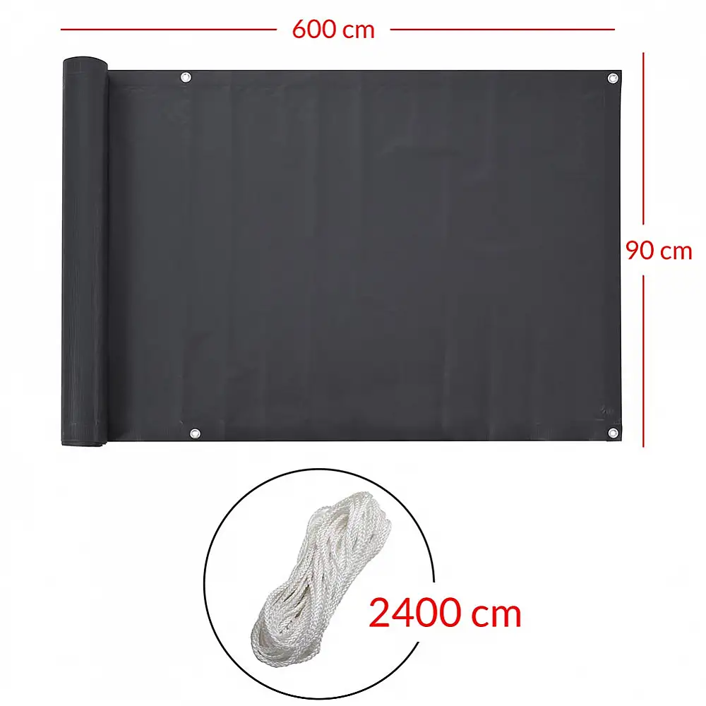 BAKAJI  Κάλυμμα Προστασίας Απορρήτου Αντιανεμικό Κάγκελο Προστασίας Μπαλκονιού Σκούρο Γκρι  02828524