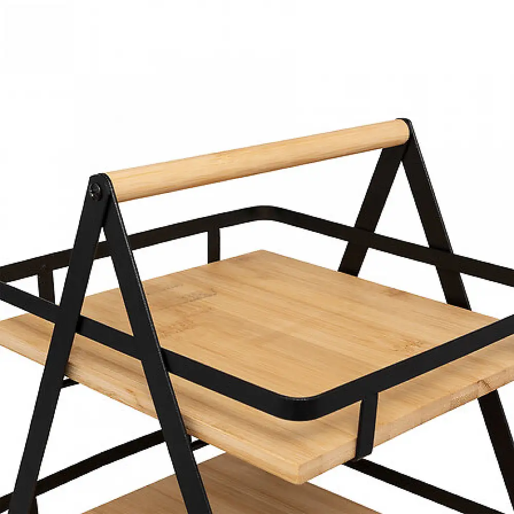 Μεταλλική Ραφιέρα 2 Επιπέδων με Λαβές 30,5 x 22,5 x 29  cm Μαύρο & Μπαμπού 190114 5Five Simply Smart