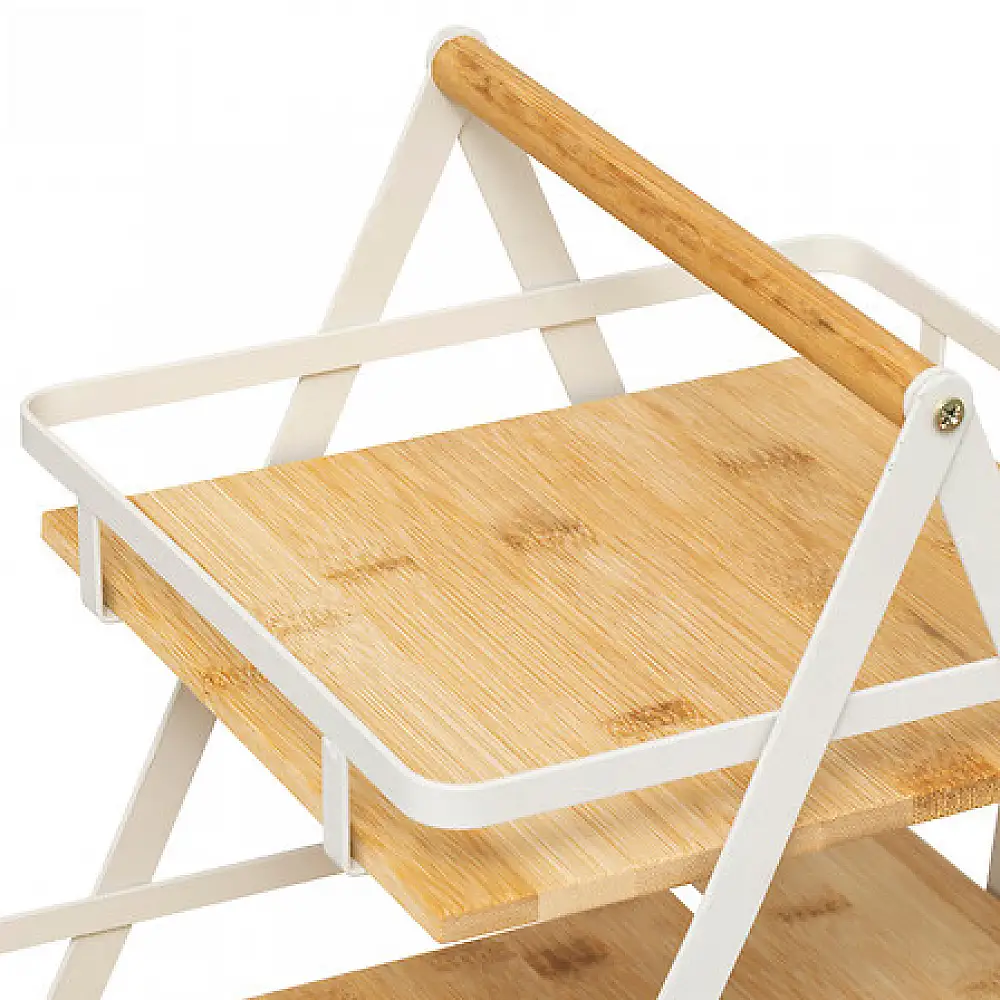 Μεταλλική Ραφιέρα 2 Επιπέδων με Λαβές 30,5 x 22,5 x 29  cm Λευκό & Μπαμπού  190114A 5Five Simply Smart
