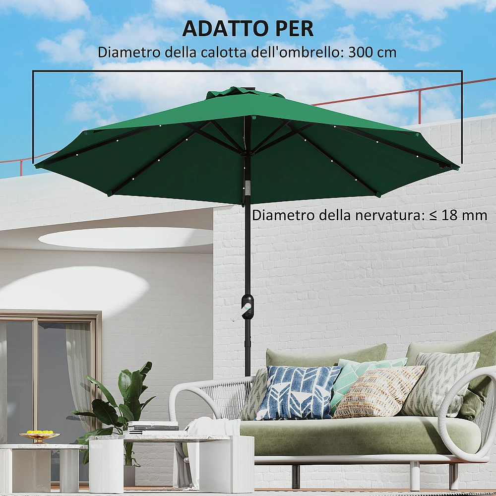 Outsunny Ανταλλακτικό Κάλυμμα για Ομπρέλα 3 μ με 8 Ακτίνες, Πολυεστέρας Αντι-UV 50+, Πράσινο 84D-424V00GN Outsunny Ανταλλακτικό Κάλυμμα για Ομπρέλα 3 μ με 8 Ακτίνες, Πολυεστέρας Αντι-UV 50+, Πράσινο 84D-424V00GN