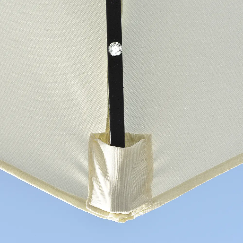 Outsunny Ημικυκλική Ομπρέλα με Μανιβέλα, 20 Φώτα LED και Ηλιακό Πάνελ, 265x135x240 εκ., Μπεζ 84D-231V00BG