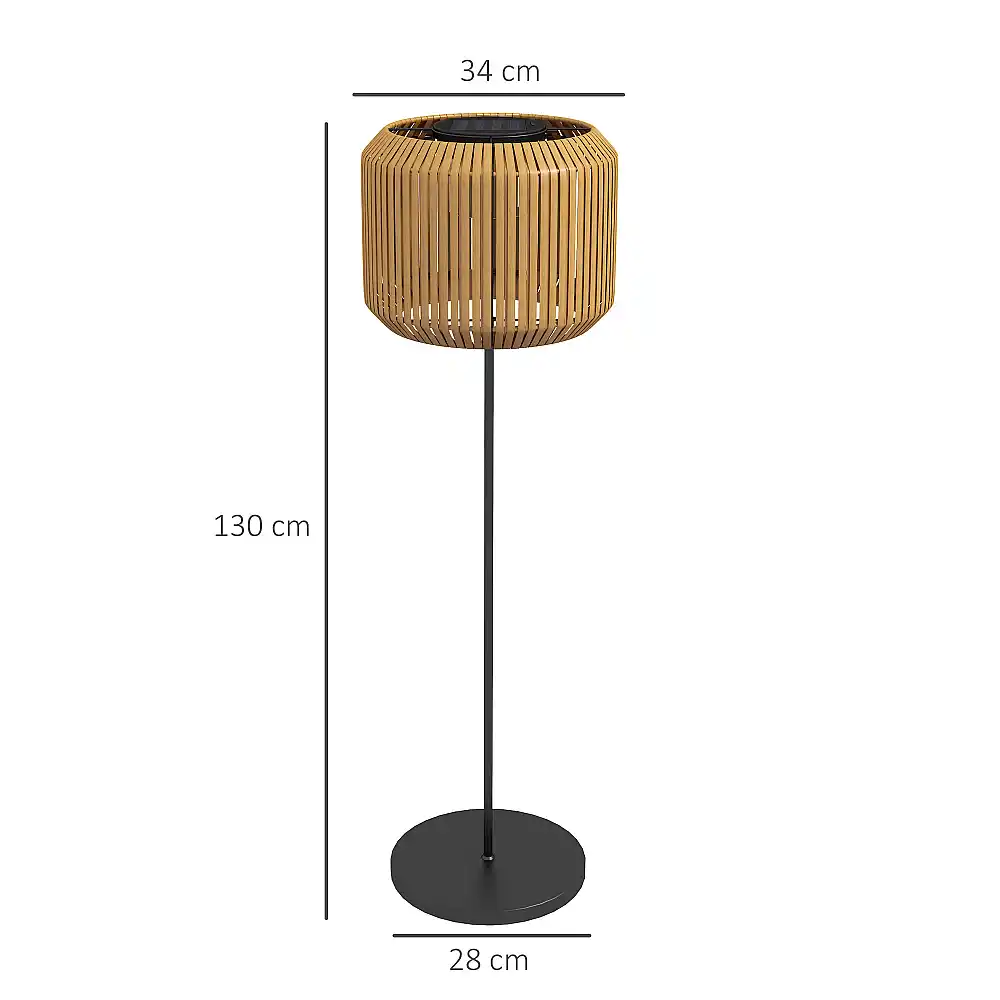 Outsunny Ηλιακός Λαμπτήρας Κήπου με Φωτισμό LED, από Ατσάλι και PE Rattan, Ø34x130 cm, Κίτρινο 867-152V00YL