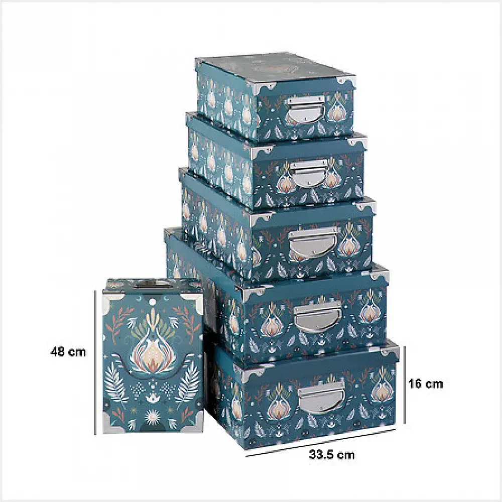 Σετ 6  Κουτιών με Μεταλλικές Γωνίες Box'n Peace 48 x 33,5 x 16 cm Πετρόλ 205570 5Five Simply Smart