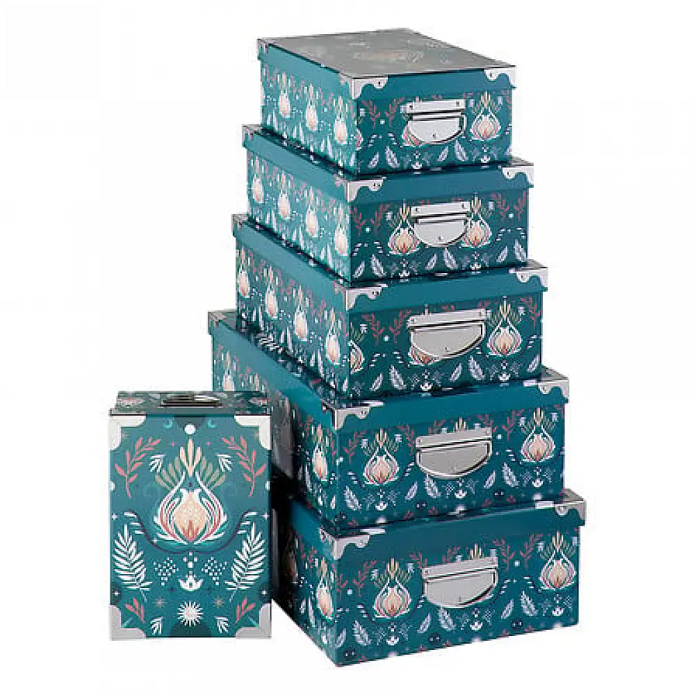 Σετ 6  Κουτιών με Μεταλλικές Γωνίες Box'n Peace 48 x 33,5 x 16 cm Πετρόλ 205570 5Five Simply Smart