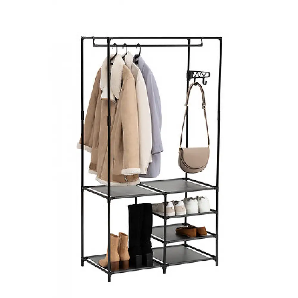 Κρεμάστρα Ρούχων με Ράφια 86 x 44 x 160 cm Μαύρο 205587 5Five Simply Smart