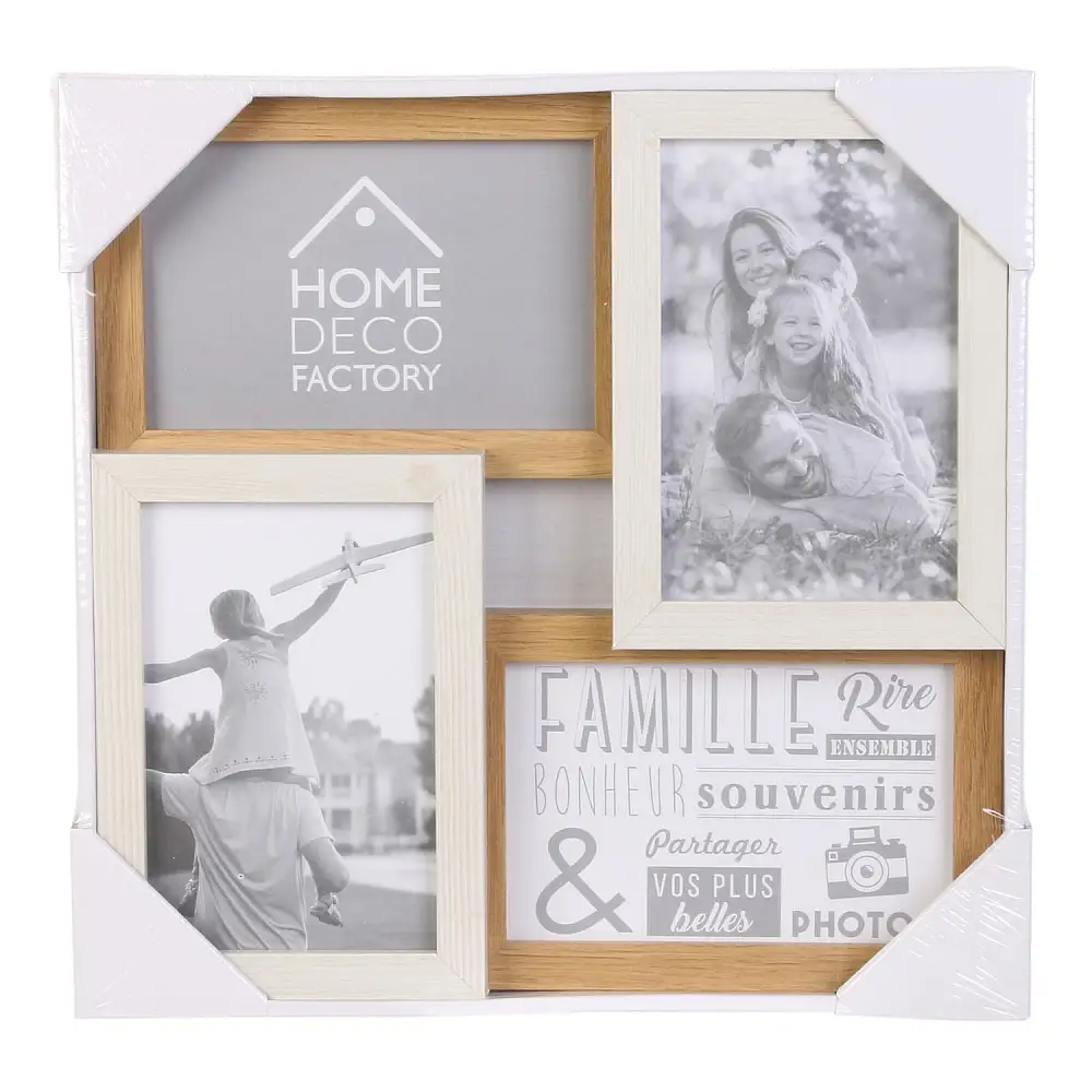 Κορνίζα Κολάζ για 4 Φωτογραφίες  28 x 28 x 3.5 cm Μπεζ HD4204 Home Deco Factory