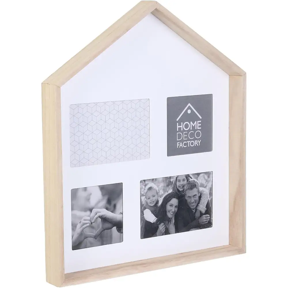 Ξύλινη Κορνίζα Κολάζ Σπιτάκι για 4 Φωτογραφίες 15 x 10 x 2,51 cm HD4229 Home Deco Factory