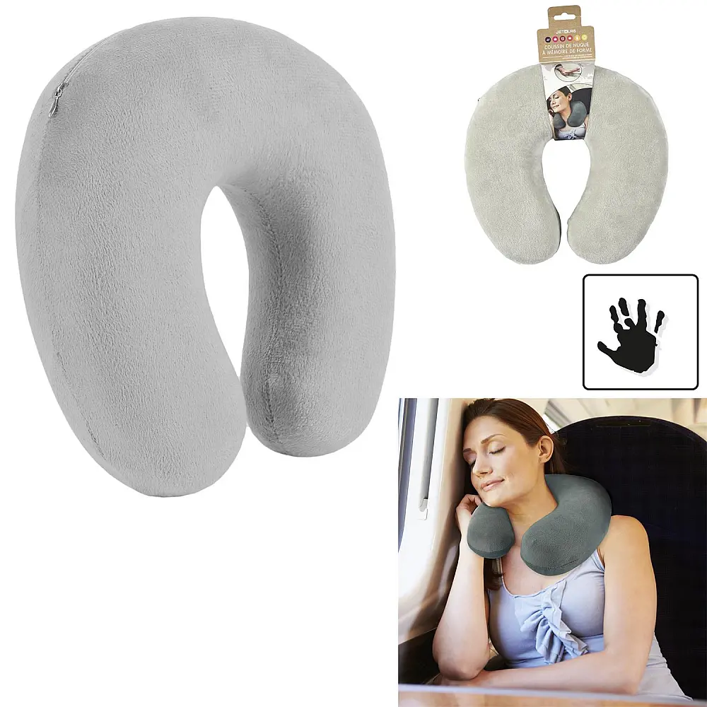 Μαξιλάρι Ταξιδιού Memory Foam 29 x 7,5 x 28 cm Γκρι VO1172 JET LAG