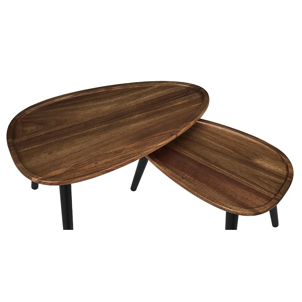 Σετ 2 Ξύλινα Τραπεζάκια Acacia Triangle Nesting 60 x 40 x 39 cm  50 x 31 cm HD0291 Home Deco Factory