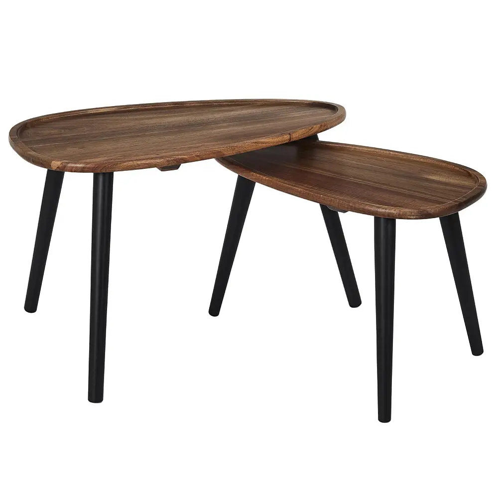 Σετ 2 Ξύλινα Τραπεζάκια Acacia Triangle Nesting 60 x 40 x 39 cm  50 x 31 cm HD0291 Home Deco Factory