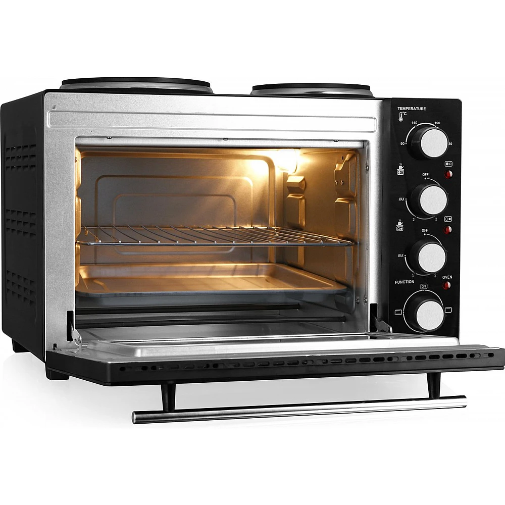 Ηλεκτρικό Φουρνάκι 32lt με 2 Εστίες 3200W Μαύρο MO-125236 Emerio