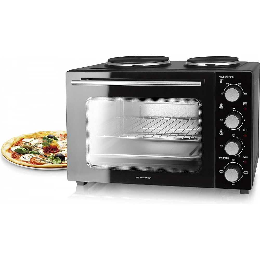 Ηλεκτρικό Φουρνάκι 32lt με 2 Εστίες 3200W Μαύρο MO-125236 Emerio