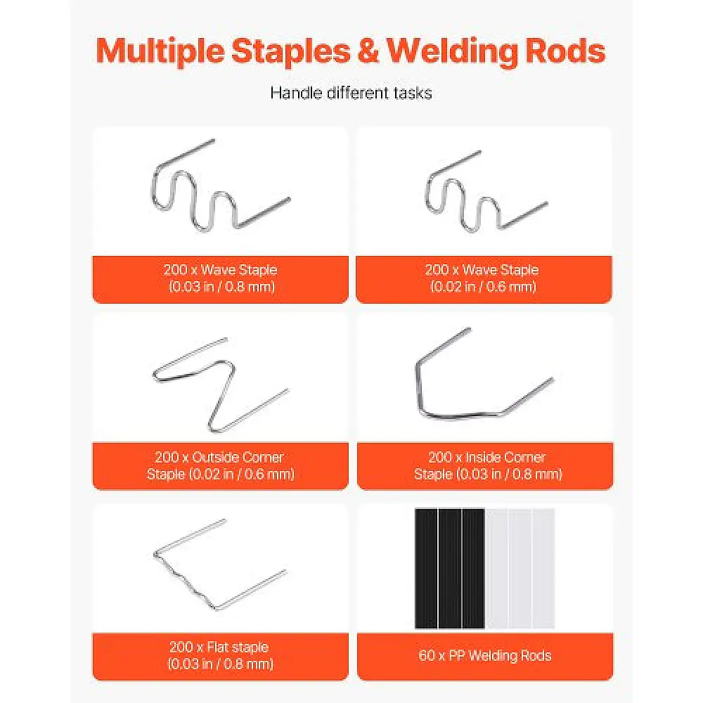 VEVOR Σετ Πλαστικής Συγκόλλησης 100W με Πιστόλι & Σίδερο, 1000 Συνδετήρες & 60 Ράβδοι SLHJHQDLBTJCSDHAGV2