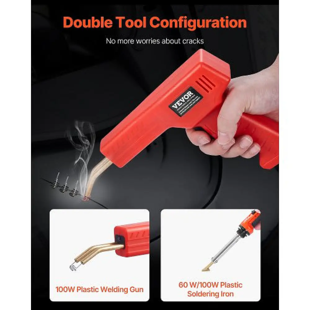 VEVOR Σετ Πλαστικής Συγκόλλησης 100W με Πιστόλι & Σίδερο, 1000 Συνδετήρες & 60 Ράβδοι SLHJHQDLBTJCSDHAGV2