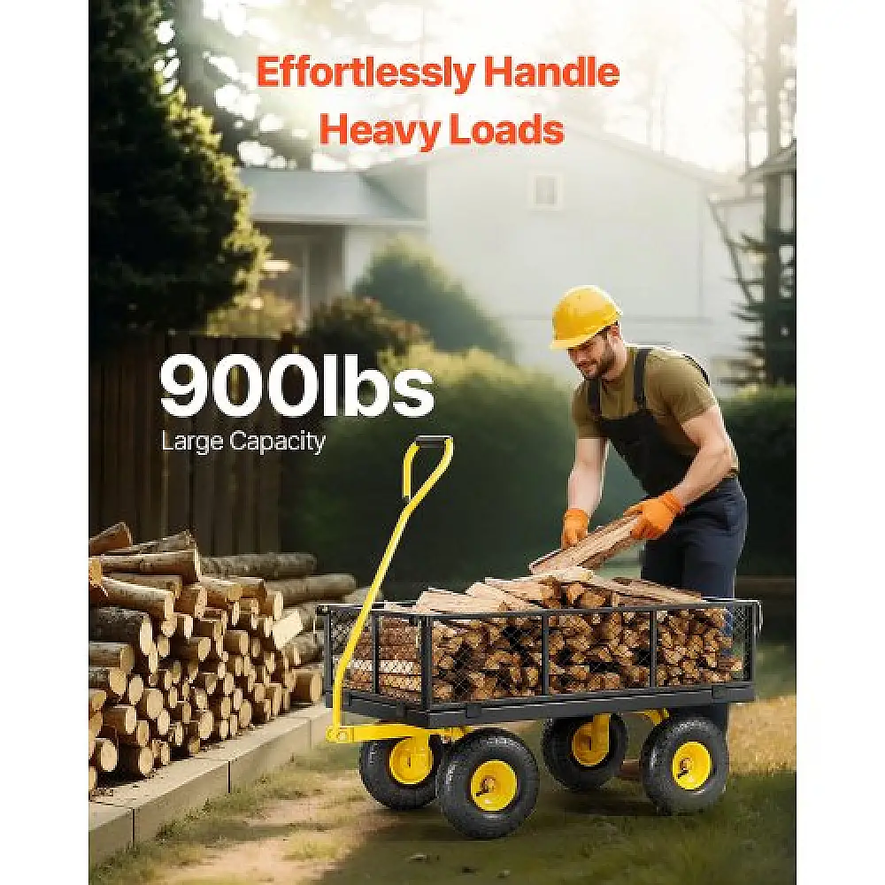 VEVOR Ατσάλινο Καρότσι Κήπου 900lb Βαρέως Τύπου με Ρόδες 10in ZXHYTCHH900L1UA7KV0
