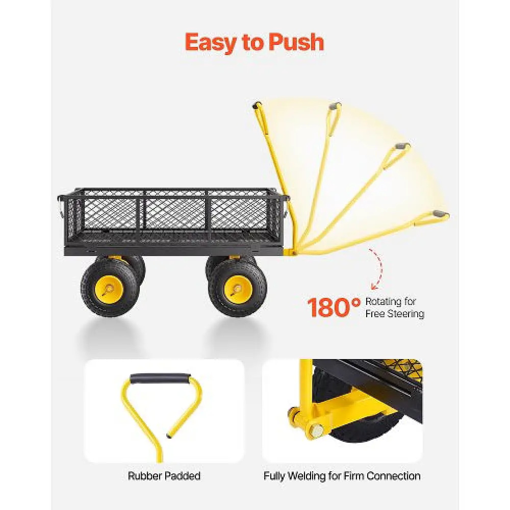 VEVOR Ατσάλινο Καρότσι Κήπου 900lb Βαρέως Τύπου με Ρόδες 10in ZXHYTCHH900L1UA7KV0