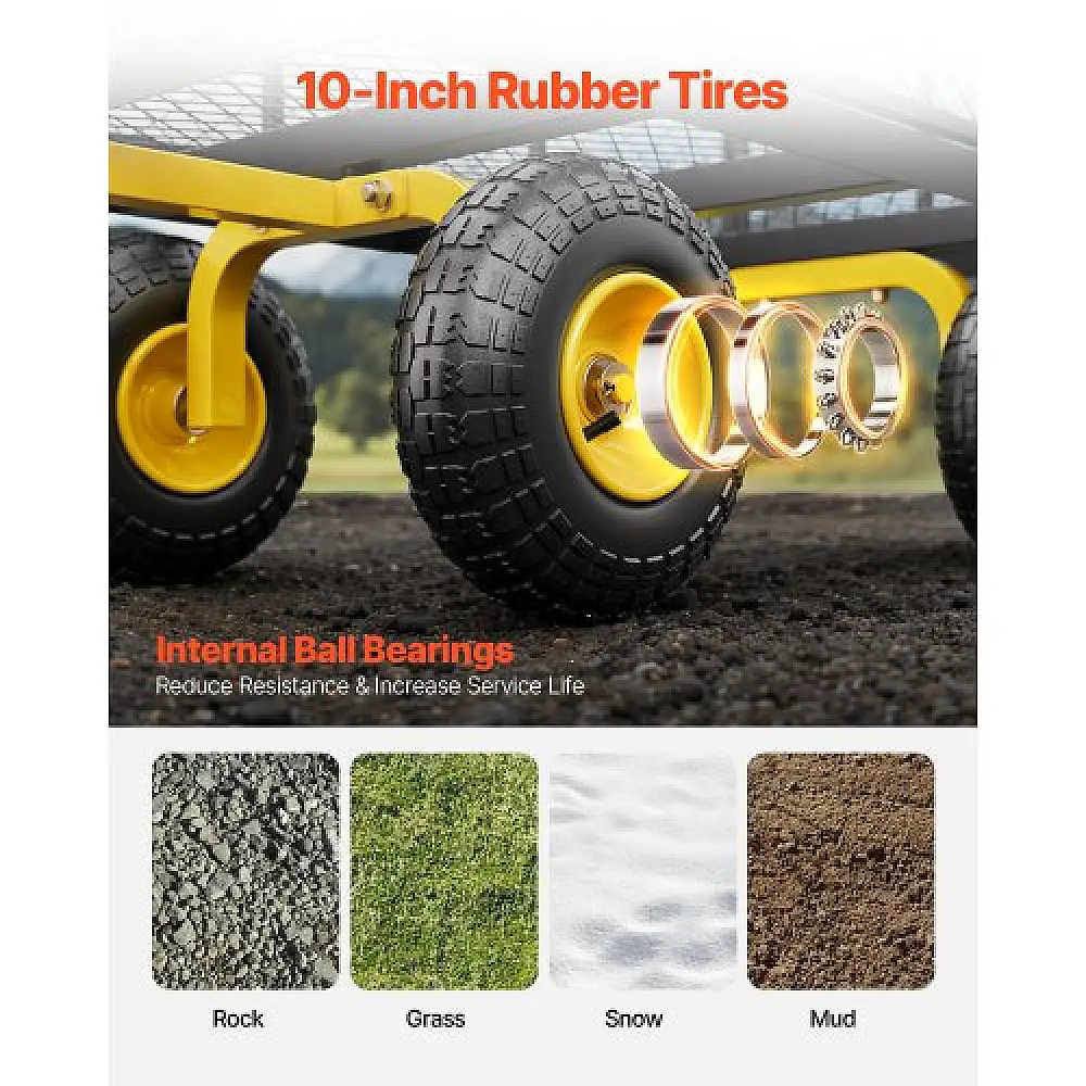 VEVOR Ατσάλινο Καρότσι Κήπου 900lb Βαρέως Τύπου με Ρόδες 10in ZXHYTCHH900L1UA7KV0