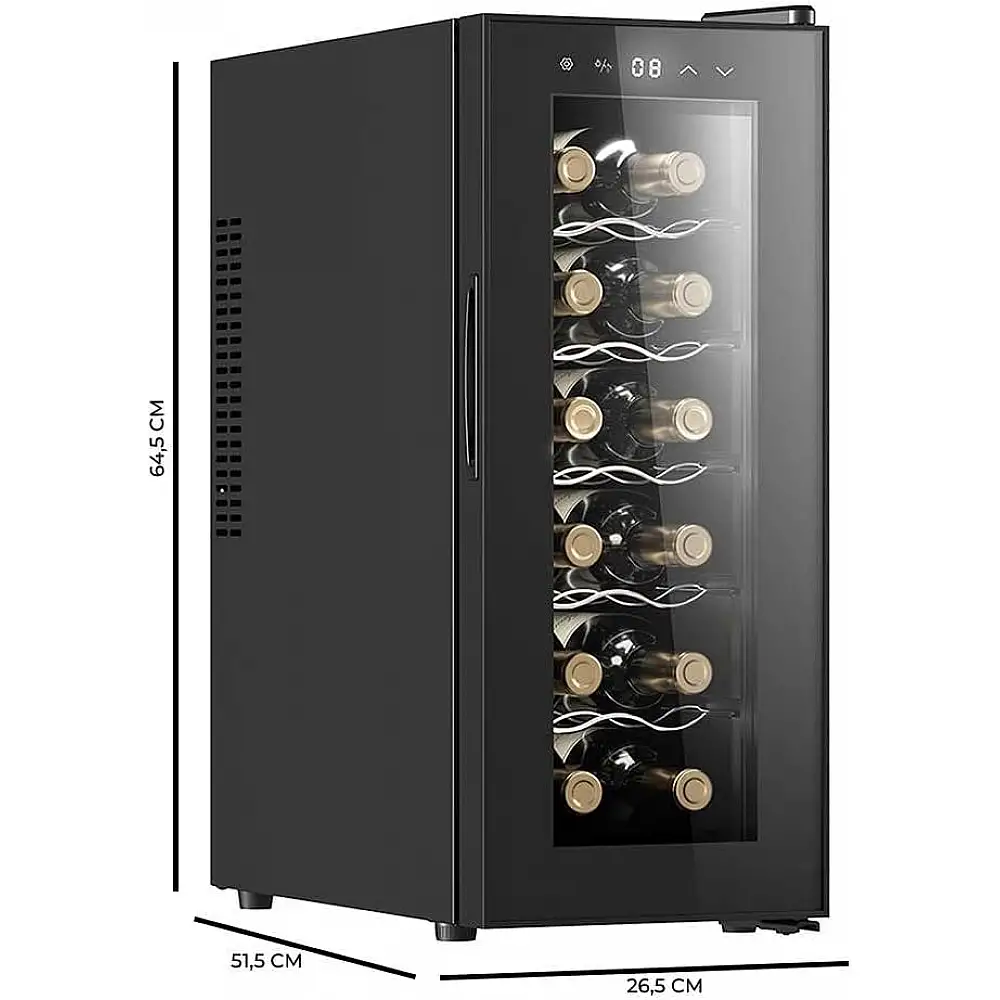 Συντηρητής Κρασιών 12 Φιαλών με LED Φωτισμό Bolero GrandSommelier 1250 CoolCrystal CEC-100098 Cecotec