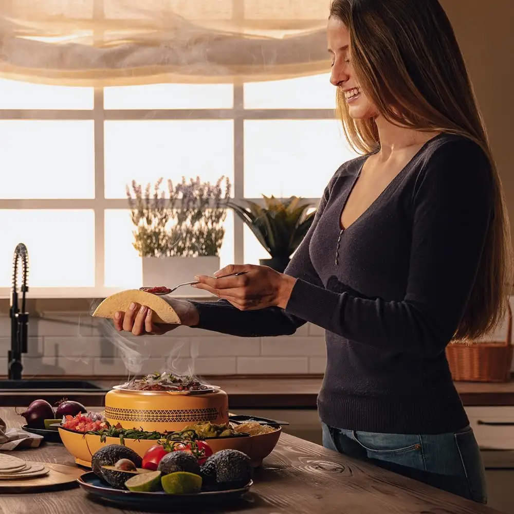 Συσκευή για Ζέσταμα Υλικών & Συναρμολόγηση Tacos με 4 Θήκες και 4 Μορφές Σιλικόνης 40W Cecotec Fun Taco Andale CEC-03834 Cecotec