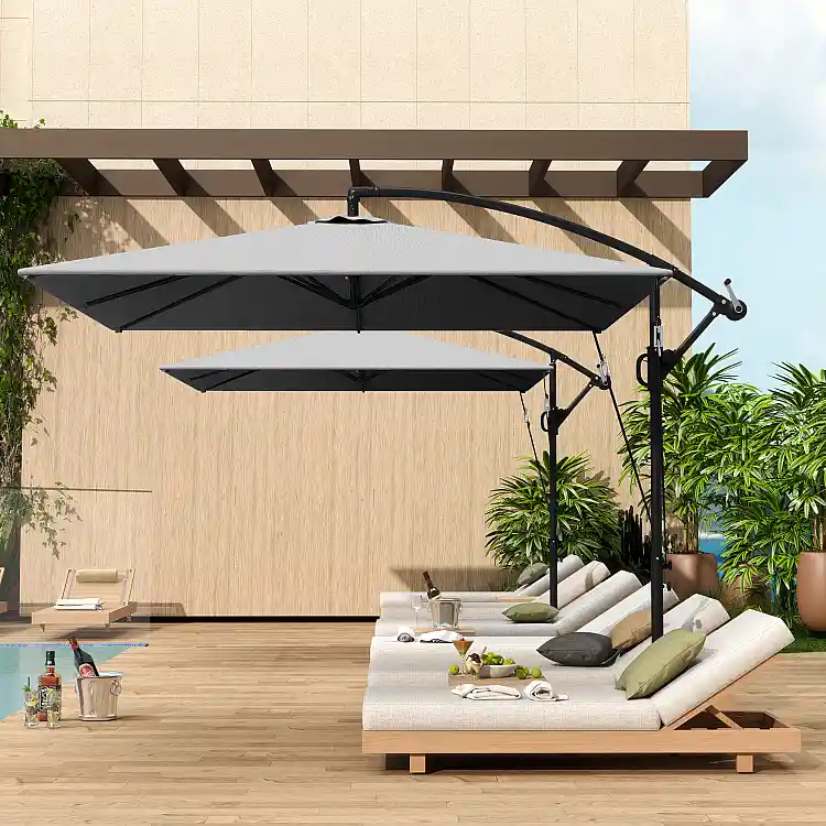Outsunny Ομπρελόκηπος με Αντίβαρο 3x2.5 μ με Μανιβέλα, Κλίση και Περιστροφή με Κάλυμμα, Γκρι 84D-419V00GY