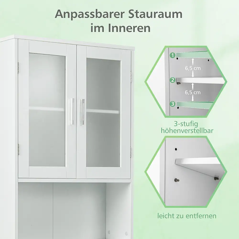 Costway  Ελεύθερη ντουλάπα μπάνιου ράφι τουαλέτας πάνω από την τουαλέτα 58 x 19 x 170 cm Λευκό BA7861WH