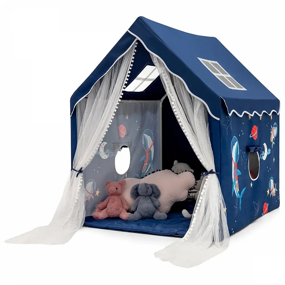 Costway  Παιδική Σκηνή Εσωτερικού Χώρου με Στρώμα και Κουρτίνα Πόρτας 121 x 105 x 137 cm Μπλε. TP10028BL