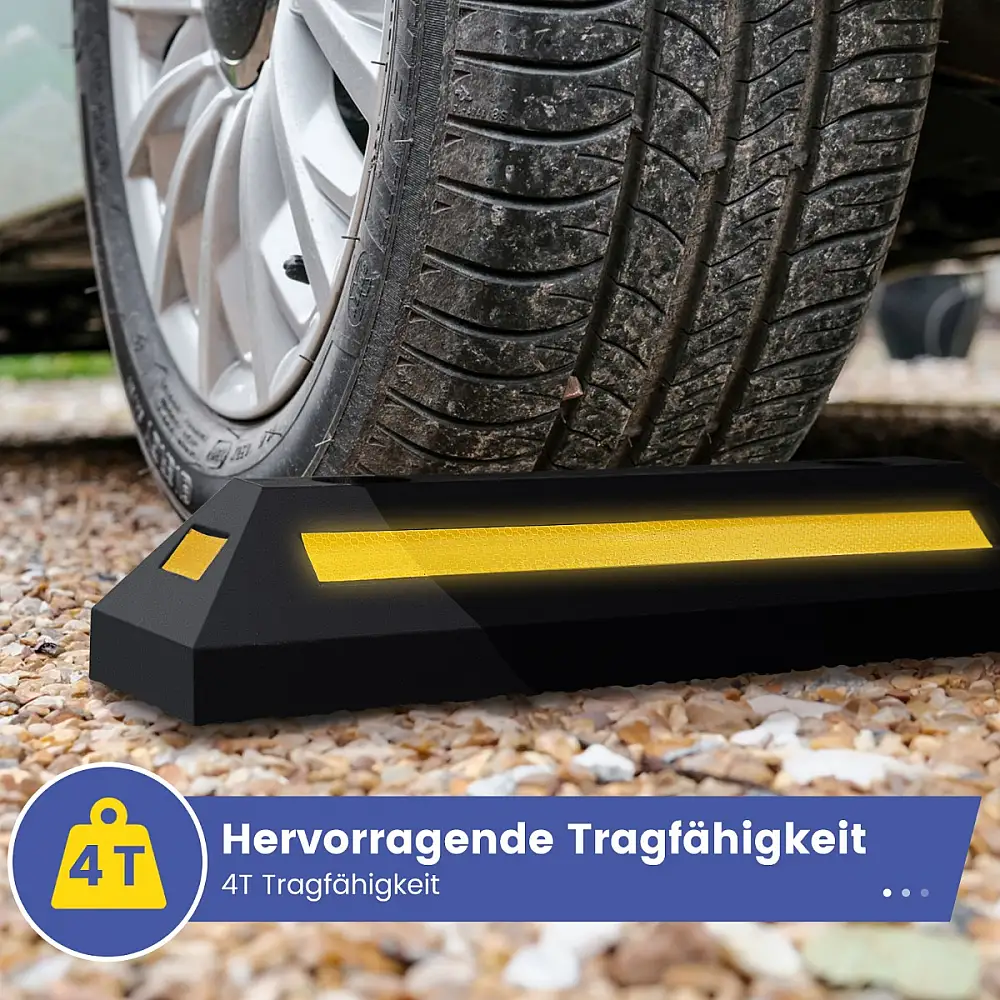 Costway  Σταματητής τροχών από καουτσούκ με ανακλαστικές λωρίδες για φορτηγά έως 4000 κιλά, 55 x 15 x 10 εκ. TL35692YW-2