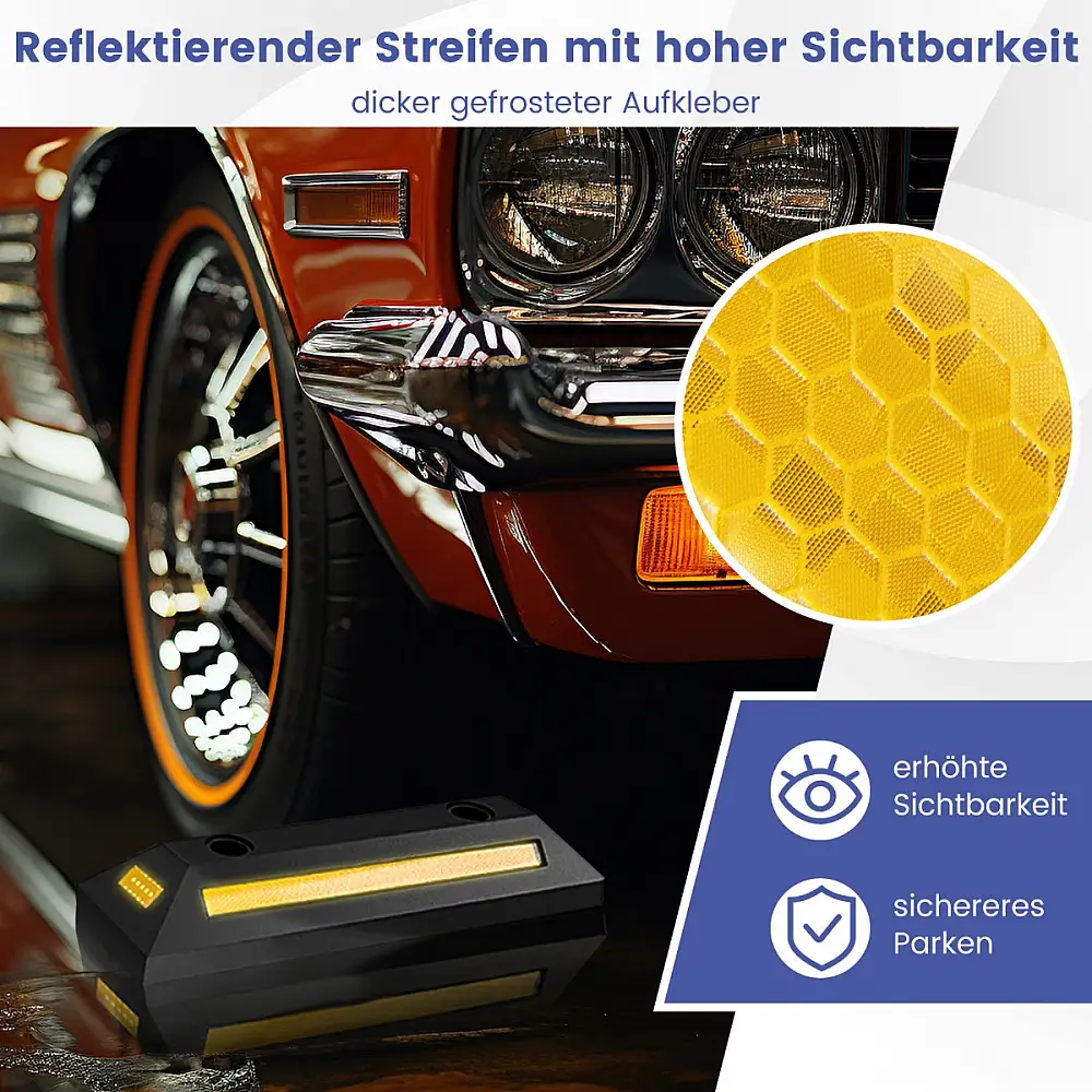 Costway  Σταματητής τροχών από καουτσούκ με ανακλαστικές λωρίδες για φορτηγά έως 4000 κιλά, 55 x 15 x 10 εκ. TL35692YW-2