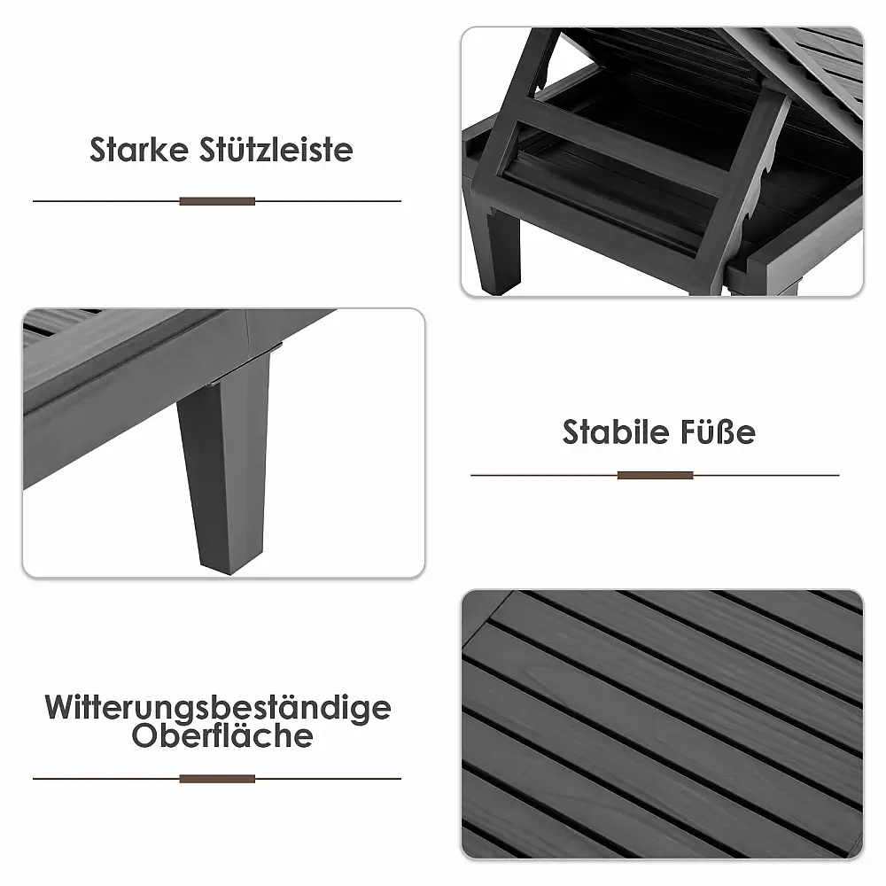 Costway  Ξαπλώστρα εξωτερικού χώρου με ρυθμιζόμενη πλάτη 190 x 57.5 x 29 cm Μαύρο. OP70808BK