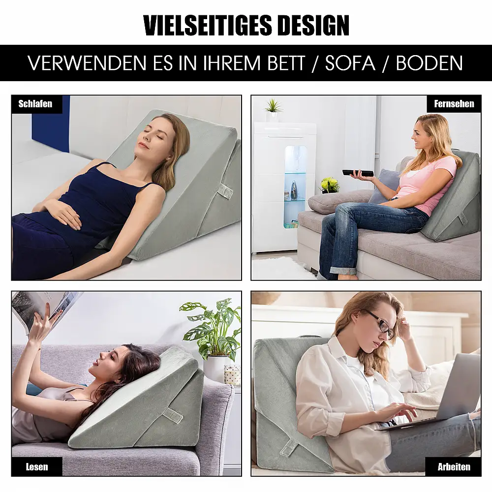 Costway  Ρυθμιζόμενο μαξιλάρι σφήνας αφρού μνήμης Γκρι 58 x 50,5 x 36 εκ HT1141GR