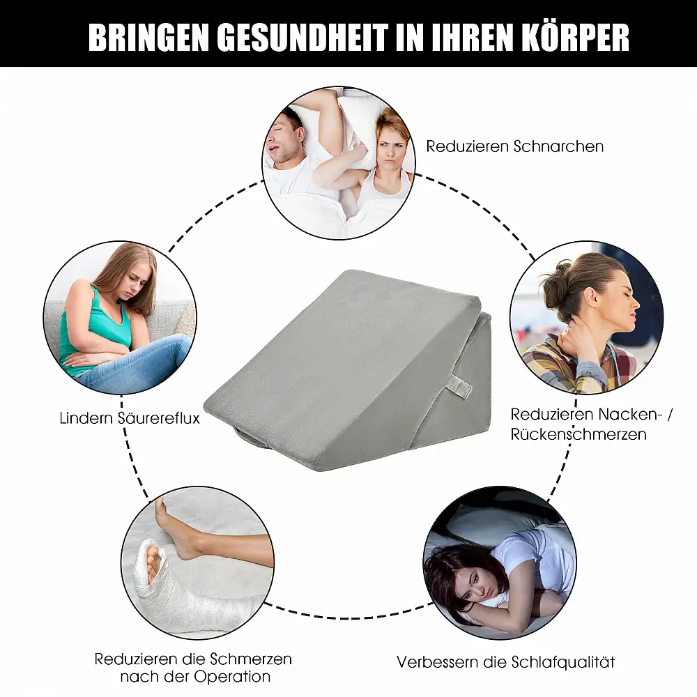 Costway  Ρυθμιζόμενο μαξιλάρι σφήνας αφρού μνήμης Γκρι 58 x 50,5 x 36 εκ HT1141GR