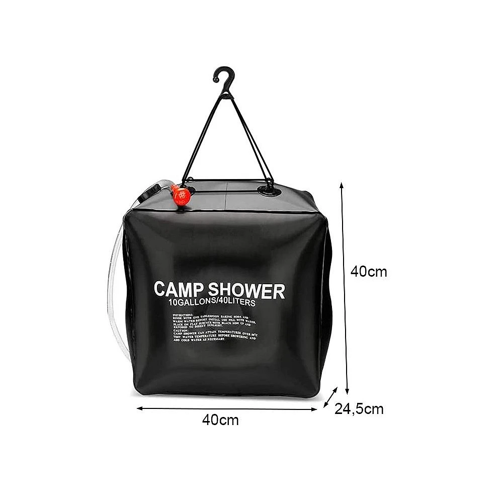 Ηλιακό Ντους Camping 40L  40 x 40 x 24.5 cm Μαύρο 5907451321980 Verk Group