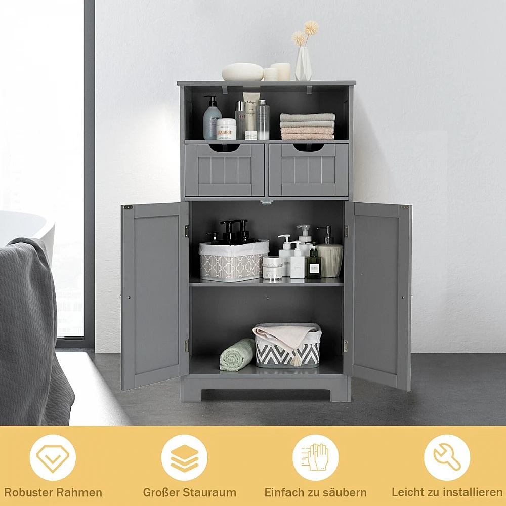 Ντουλάπι Δαπέδου με 2 Συρτάρια & Ράφια  60 x 30 x 109 cm Γκρι JV12221GR Costway