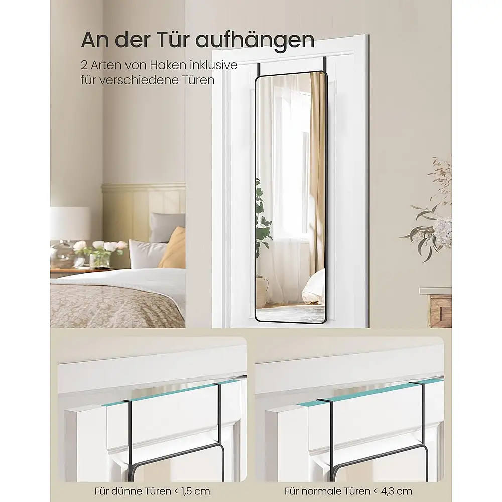 Ορθογώνιος Ολόσωμος Καθρέφτης με Μεταλλικό Πλαίσιο 120x40 cm Μαύρο LFM032B01 Songmics