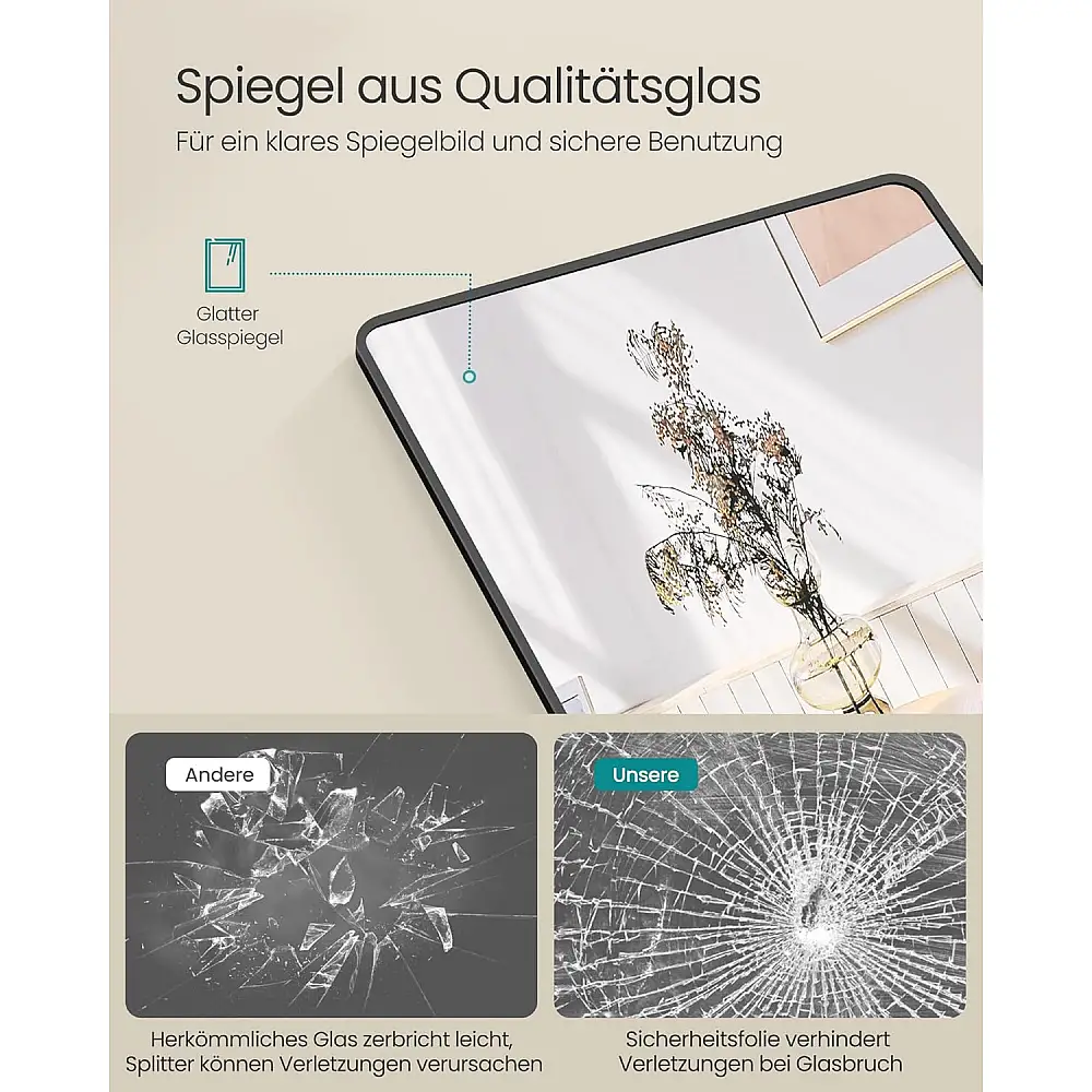 Ορθογώνιος Ολόσωμος Καθρέφτης με Μεταλλικό Πλαίσιο 120x40 cm Μαύρο LFM032B01 Songmics