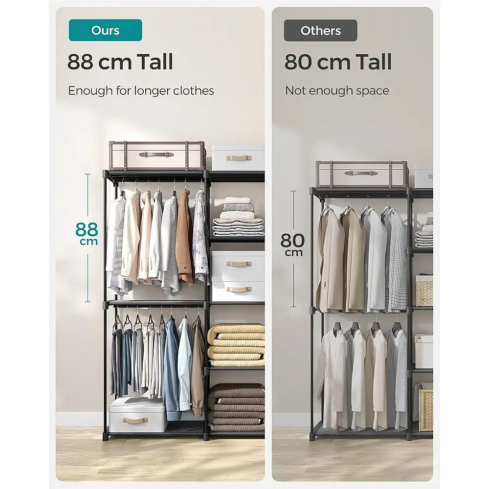 Φορητή Ανοιχτή Ντουλάπα – 43 x 182 x 182 cm – Μαύρο RYG037B02 Songmics