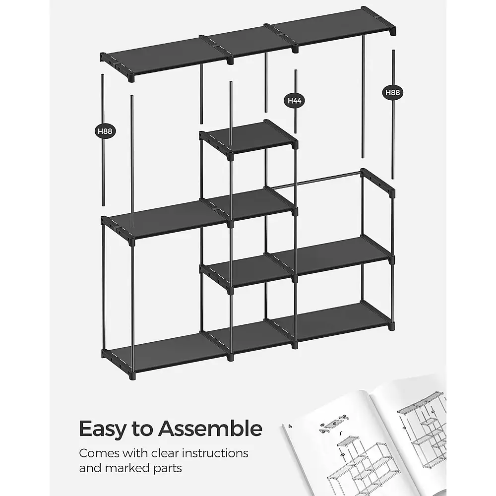 Φορητή Ανοιχτή Ντουλάπα – 43 x 182 x 182 cm – Μαύρο RYG037B02 Songmics